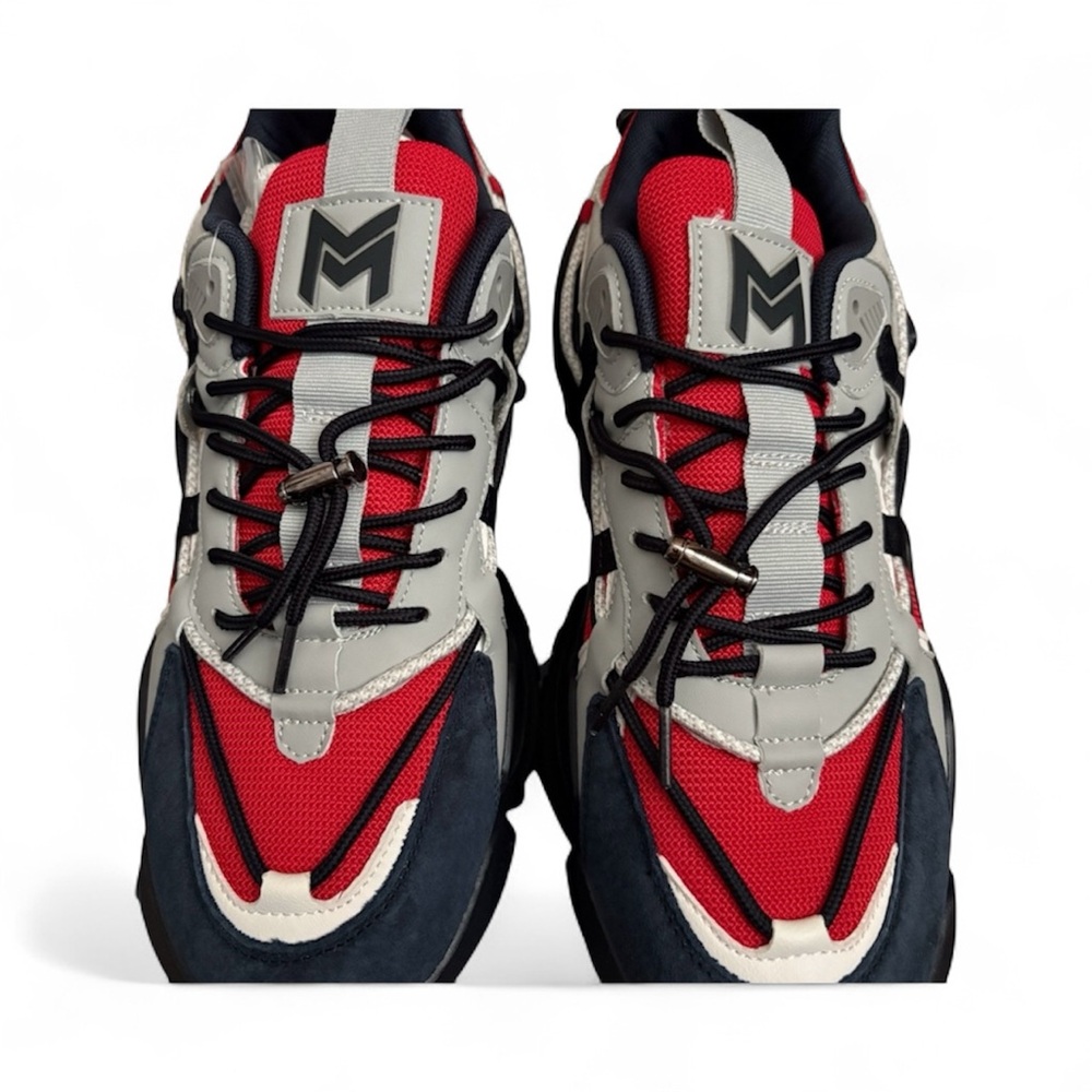 Red and Gray Sneakers with extra laces